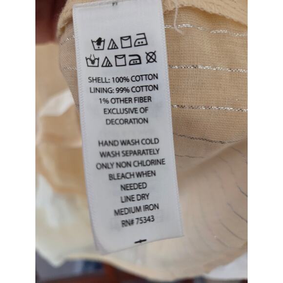 Boho Peasant Cottagecore Embroidered Eyelet Tassel Top - M - Picture 8 of 12